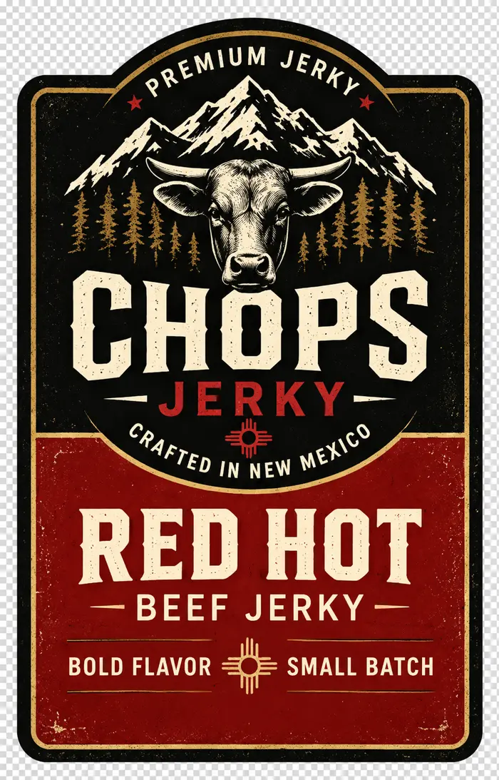 Red Hot Chops Jerky label